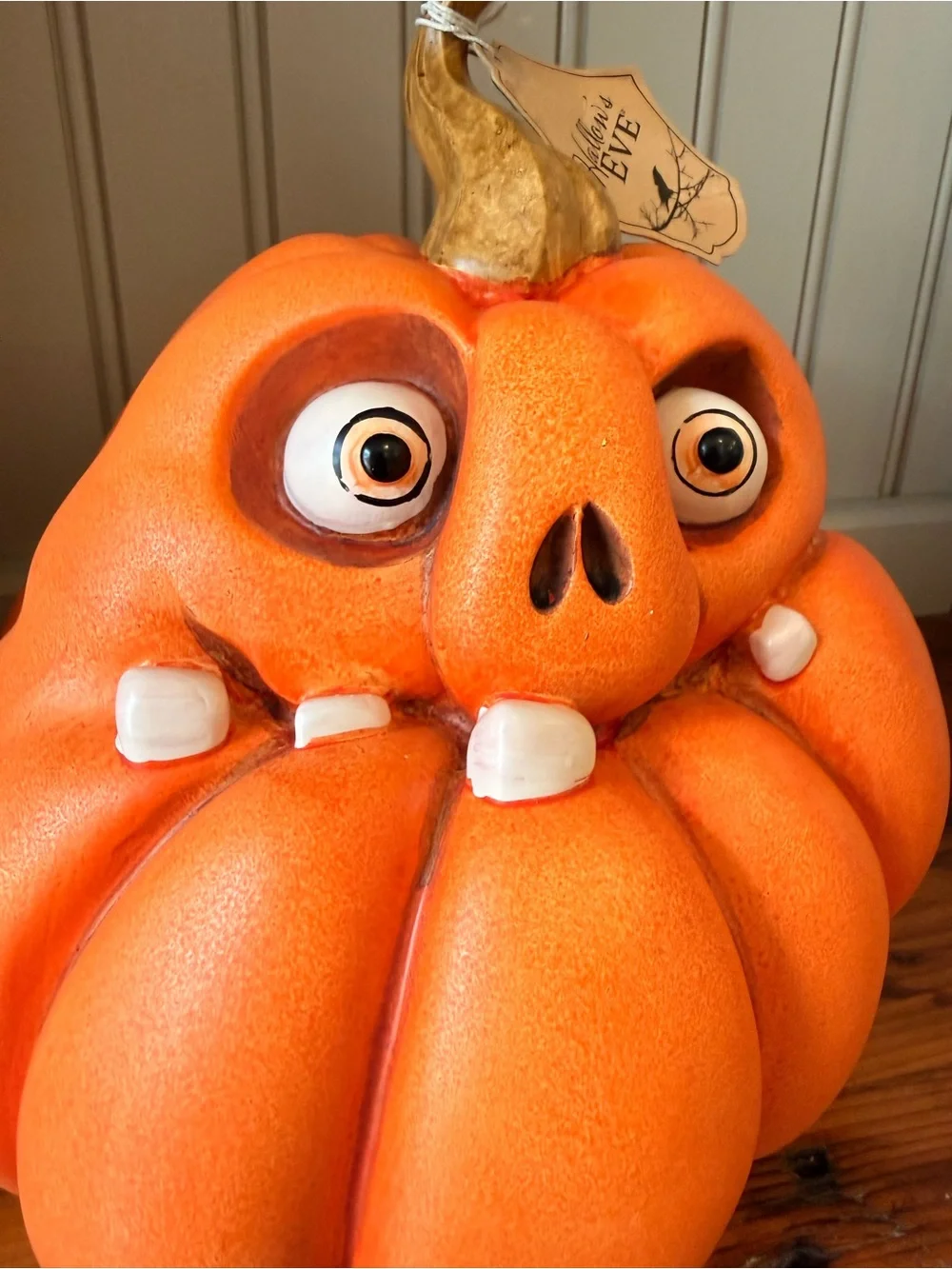 Whimsical Orange Pumpkin Head Halloween Decor Pair by Hallow’s Eve